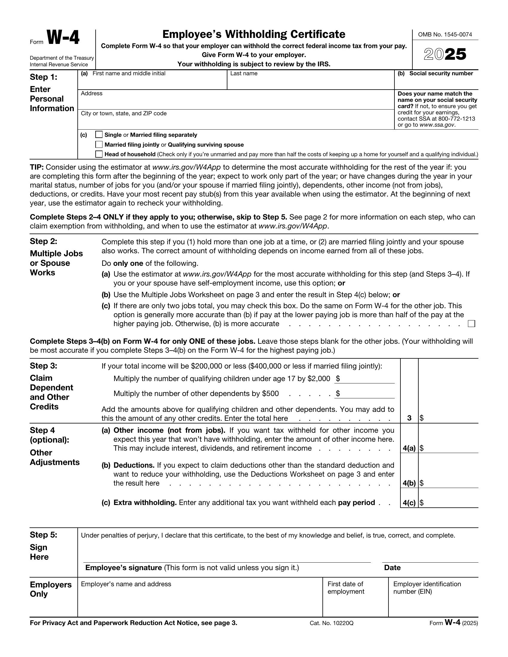 Form W-4 preview